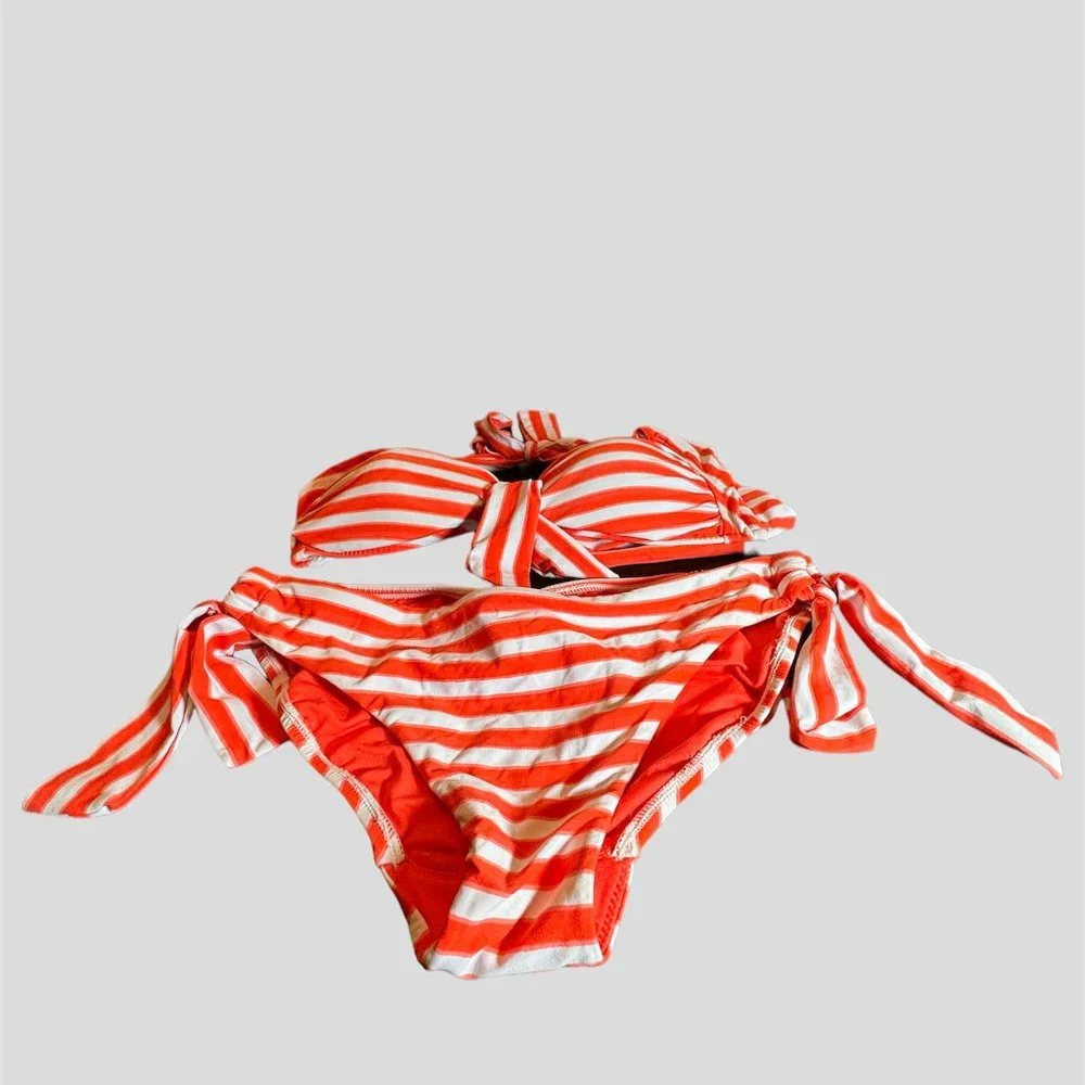 Sea Folly Australia size 10  two piece bikini swimsuit orange and white stripe